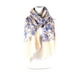 CREAM W/ NAVY FLORAL SCARF