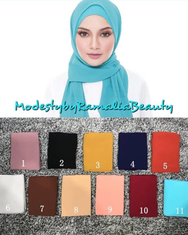 Pinless Plain Chiffon Hijabs